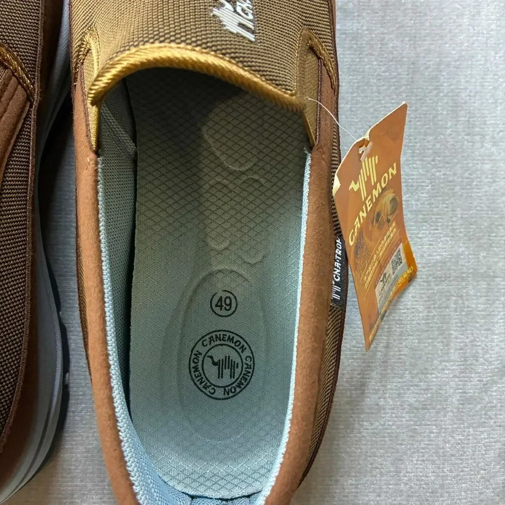 Canemon Mens Size 14/15 EU 49 Brown Slip On Walking Shoes Casual Sneakers NWT